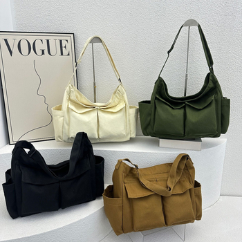 Unisex canvas Messenger torba s poklopcem, horizontalni kvadratni oblik, unutarnja džep za mobitel