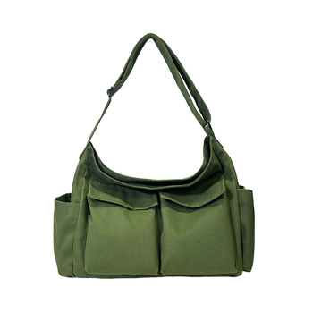 Unisex canvas Messenger torba s poklopcem, horizontalni kvadratni oblik, unutarnja džep za mobitel