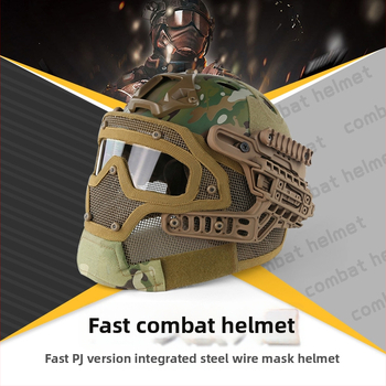 Kerékpáros sisak integrált arcvédővel – teljes arcvédő, taktikai kialakítás, ABS műanyag, felnőtt férfi, kamufláž