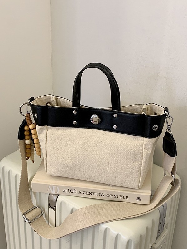 Ženska platnena crossbody tote torba — vodoravni kvadratni oblik, magnetsko zatvaranje, poliesterova podstava, unutarnji džep za telefon
