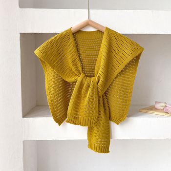 Жилет-шал с вързваща се фалшива яка, полиестерна тъкан, топли през пролетта и есента