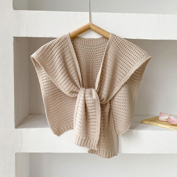 Жилет-шал с вързваща се фалшива яка, полиестерна тъкан, топли през пролетта и есента