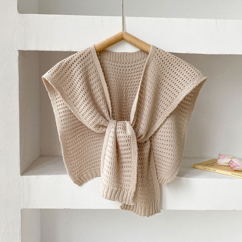 Жилет-шал с вързваща се фалшива яка, полиестерна тъкан, топли през пролетта и есента