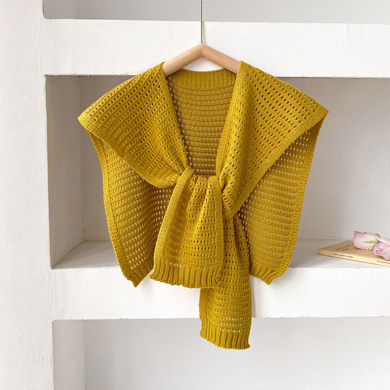 Жилет-шал с вързваща се фалшива яка, полиестерна тъкан, топли през пролетта и есента