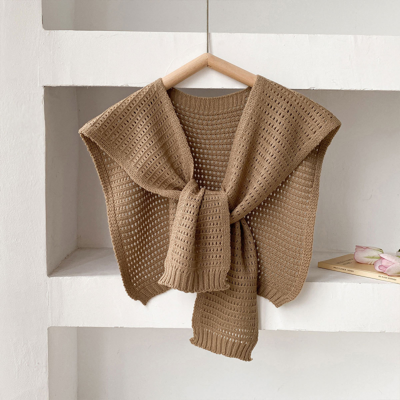 Жилет-шал с вързваща се фалшива яка, полиестерна тъкан, топли през пролетта и есента