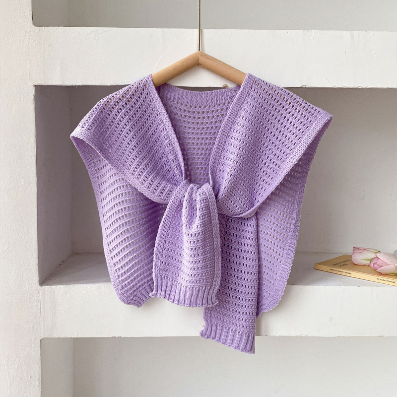 Жилет-шал с вързваща се фалшива яка, полиестерна тъкан, топли през пролетта и есента