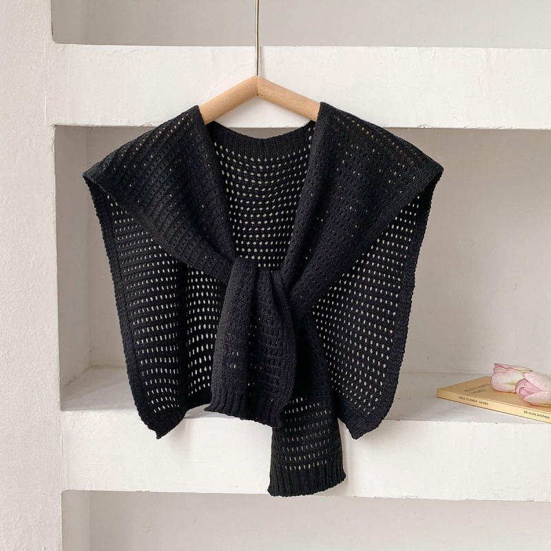 Жилет-шал с вързваща се фалшива яка, полиестерна тъкан, топли през пролетта и есента