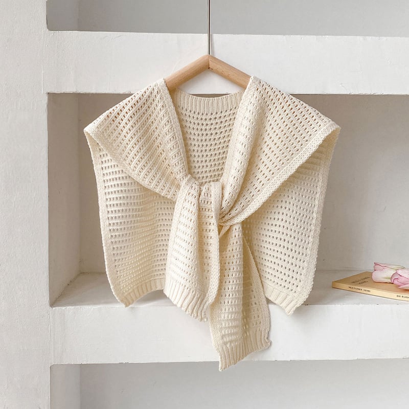 Жилет-шал с вързваща се фалшива яка, полиестерна тъкан, топли през пролетта и есента