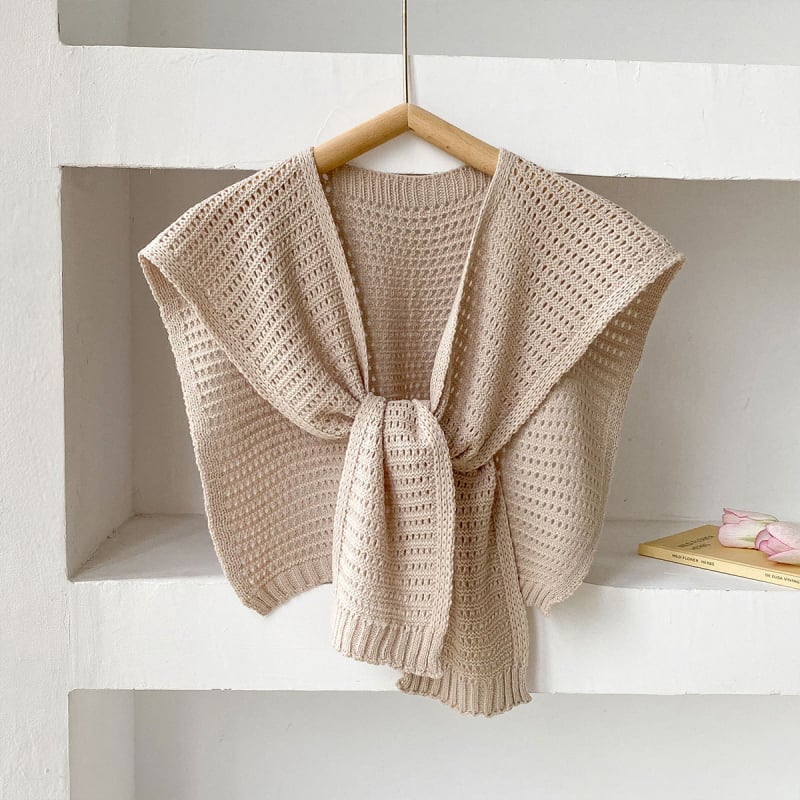 Жилет-шал с вързваща се фалшива яка, полиестерна тъкан, топли през пролетта и есента