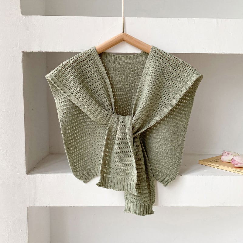 Жилет-шал с вързваща се фалшива яка, полиестерна тъкан, топли през пролетта и есента