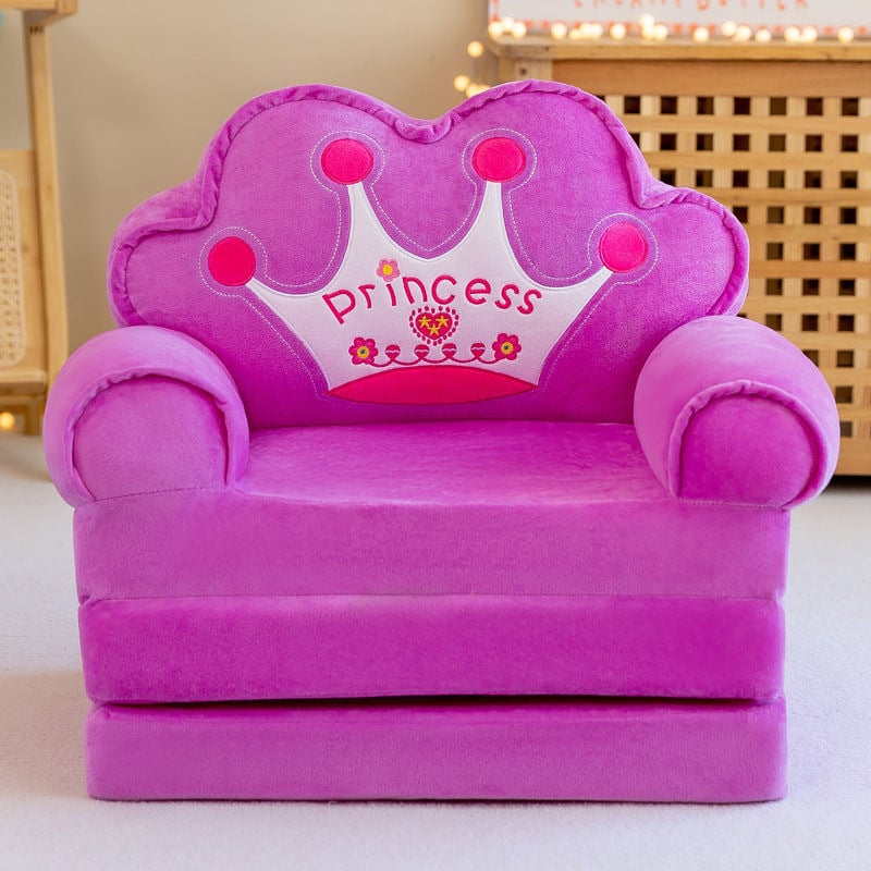 Παιδικό αναδιπλούμενο καναπεδάκι-κρεβάτι με σχέδιο τριών επιπέδων καρτούν ζώων, μαλακό ύφασμα, γέμισμα από σφουγγάρι και PP βαμβάκι, αποσπώμενο πλενόμενο κάλυμμα, κατάλληλο για παιδιά 4–6 ετών