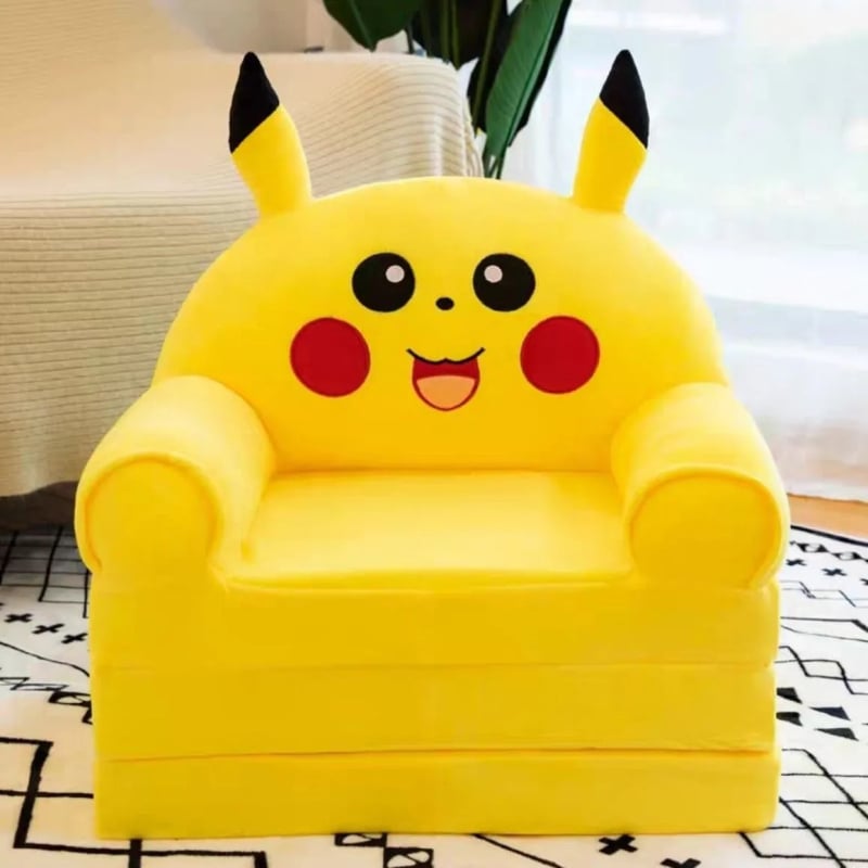 Παιδικό αναδιπλούμενο καναπεδάκι-κρεβάτι με σχέδιο τριών επιπέδων καρτούν ζώων, μαλακό ύφασμα, γέμισμα από σφουγγάρι και PP βαμβάκι, αποσπώμενο πλενόμενο κάλυμμα, κατάλληλο για παιδιά 4–6 ετών