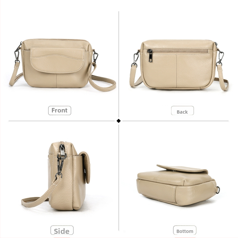Marlant ženska kožna crossbody torbica – ležerni putnički stil, horizontalni kvadratni oblik, zatvaranje zipom, unutarnja džepna pretinica za telefon