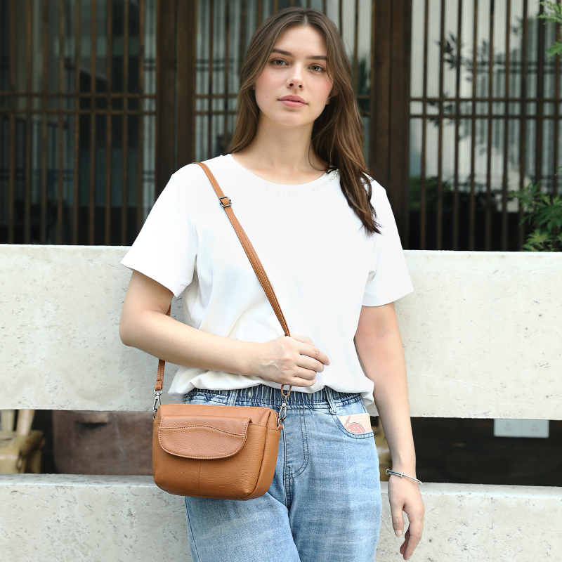 Marlant ženska kožna crossbody torbica – ležerni putnički stil, horizontalni kvadratni oblik, zatvaranje zipom, unutarnja džepna pretinica za telefon