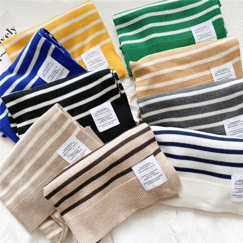 Šal s prugama za žene s ukrasom lažni ovratnik, pleteni materijal, warp-knit, prašini otporan, ljetni komad