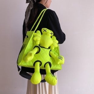 Γυναικείο σακίδιο πλάτης σε κορεατικό στυλ με σχέδιο κινούμενων σχεδίων, Νάιλον, Αναπνεύσιμο, Υπερ-ελαφρύ, Κυρτός ιμάντας ώμου