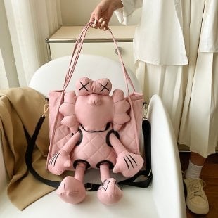 Γυναικείο σακίδιο πλάτης σε κορεατικό στυλ με σχέδιο κινούμενων σχεδίων, Νάιλον, Αναπνεύσιμο, Υπερ-ελαφρύ, Κυρτός ιμάντας ώμου