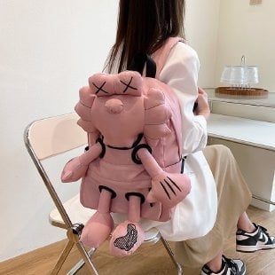 Γυναικείο σακίδιο πλάτης σε κορεατικό στυλ με σχέδιο κινούμενων σχεδίων, Νάιλον, Αναπνεύσιμο, Υπερ-ελαφρύ, Κυρτός ιμάντας ώμου