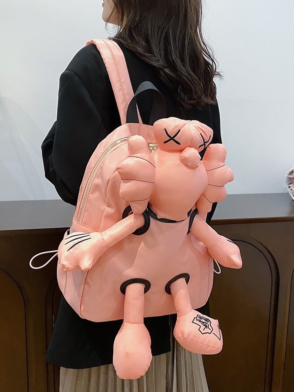 Γυναικείο σακίδιο πλάτης σε κορεατικό στυλ με σχέδιο κινούμενων σχεδίων, Νάιλον, Αναπνεύσιμο, Υπερ-ελαφρύ, Κυρτός ιμάντας ώμου