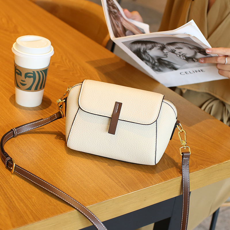 Shell Bag – Genuine Leather, Top-Grain Cowhide, Flap Opening, ZIP Hidden Pocket, Document Pocket