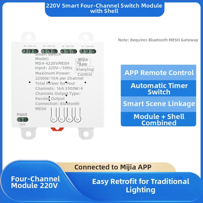 Μονάδα ρελέ διακόπτης με δυνατότητα mesh, τηλεχειριστήριο, συνδεδεμένη με την εφαρμογή Mijia, υποστήριξη Xiao AI