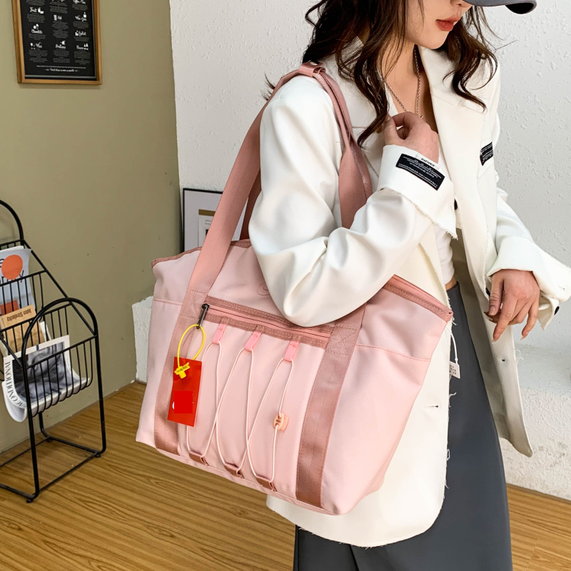 Geantă Tote din Oxford cu fermoar, stil urban, formă orizontal pătrată