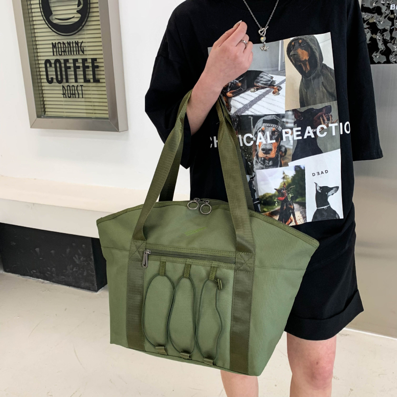 Geantă Tote din Oxford cu fermoar, stil urban, formă orizontal pătrată