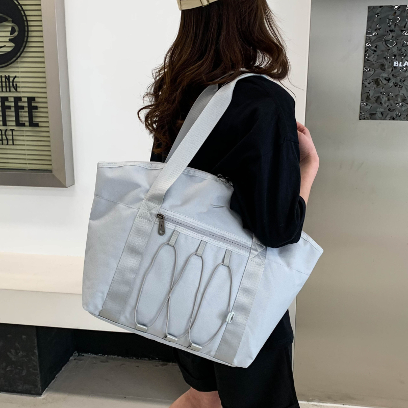 Geantă Tote din Oxford cu fermoar, stil urban, formă orizontal pătrată