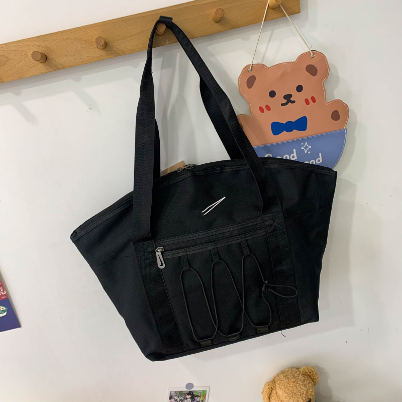 Geantă Tote din Oxford cu fermoar, stil urban, formă orizontal pătrată