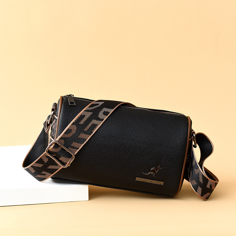 PU bőr crossbody táska, vízszintes négyzet alak, nagy kapacitás, cipzáras zárás.