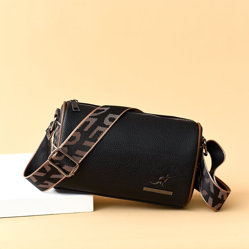 PU bőr crossbody táska, vízszintes négyzet alak, nagy kapacitás, cipzáras zárás.