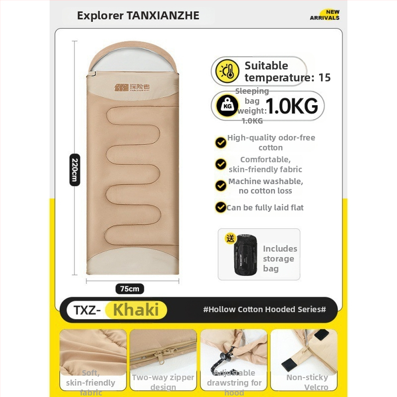 Spací vak pre vonkajšie použitie, zimný, hrubý, štýl obálky, výplň Coral fleece, približne 2,3 kg