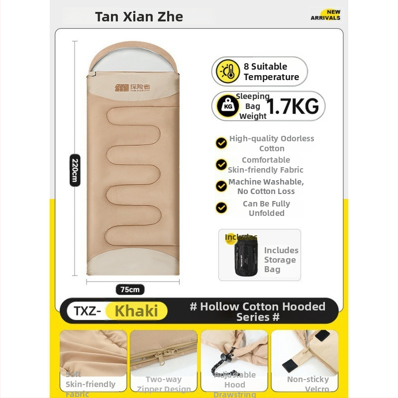 Spací vak pre vonkajšie použitie, zimný, hrubý, štýl obálky, výplň Coral fleece, približne 2,3 kg