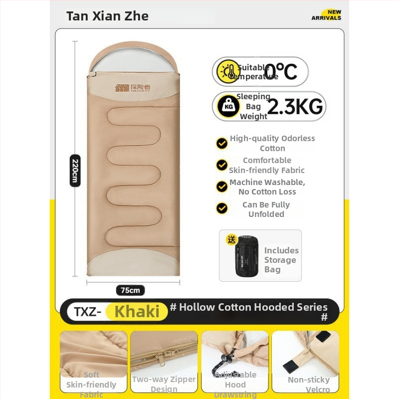 Spací vak pre vonkajšie použitie, zimný, hrubý, štýl obálky, výplň Coral fleece, približne 2,3 kg