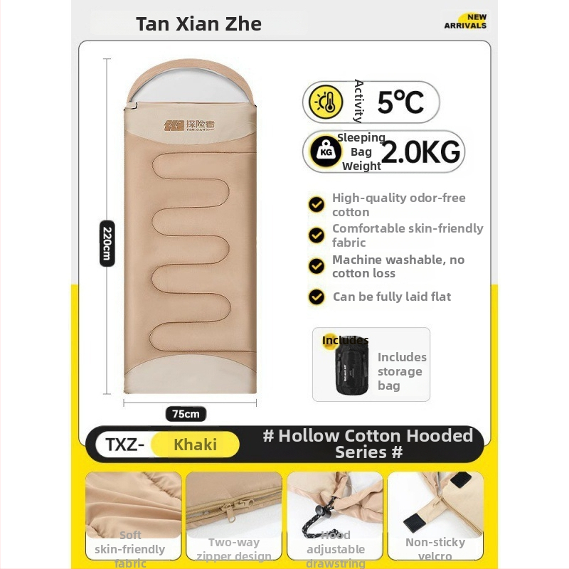 Spací vak pre vonkajšie použitie, zimný, hrubý, štýl obálky, výplň Coral fleece, približne 2,3 kg