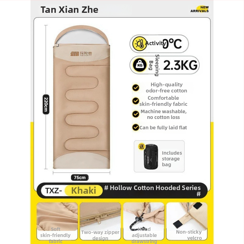 Spací vak pre vonkajšie použitie, zimný, hrubý, štýl obálky, výplň Coral fleece, približne 2,3 kg