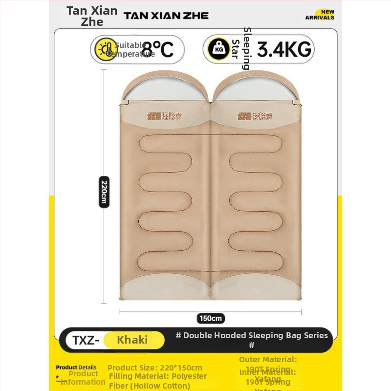 Spací vak pre vonkajšie použitie, zimný, hrubý, štýl obálky, výplň Coral fleece, približne 2,3 kg