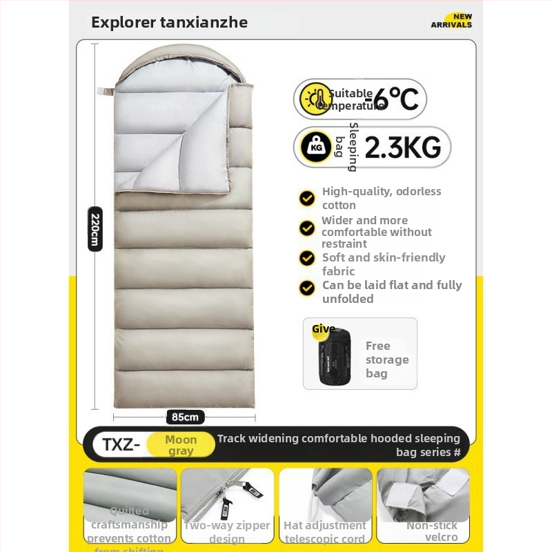 Spací vak pre vonkajšie použitie, zimný, hrubý, štýl obálky, výplň Coral fleece, približne 2,3 kg