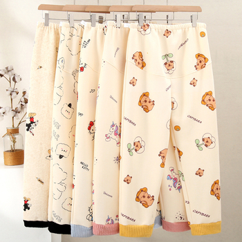 Παντελόνια ύπνου για εγκύους, μακριά, άνετης γραμμής, με στήριξη κοιλιάς, χοντρή πολυεστερική σύνθεση με σπάντεξ <30%, φθινόπωρο 2025