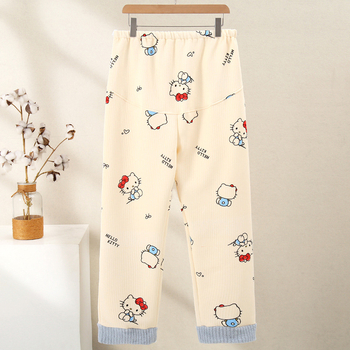 Παντελόνια ύπνου για εγκύους, μακριά, άνετης γραμμής, με στήριξη κοιλιάς, χοντρή πολυεστερική σύνθεση με σπάντεξ <30%, φθινόπωρο 2025