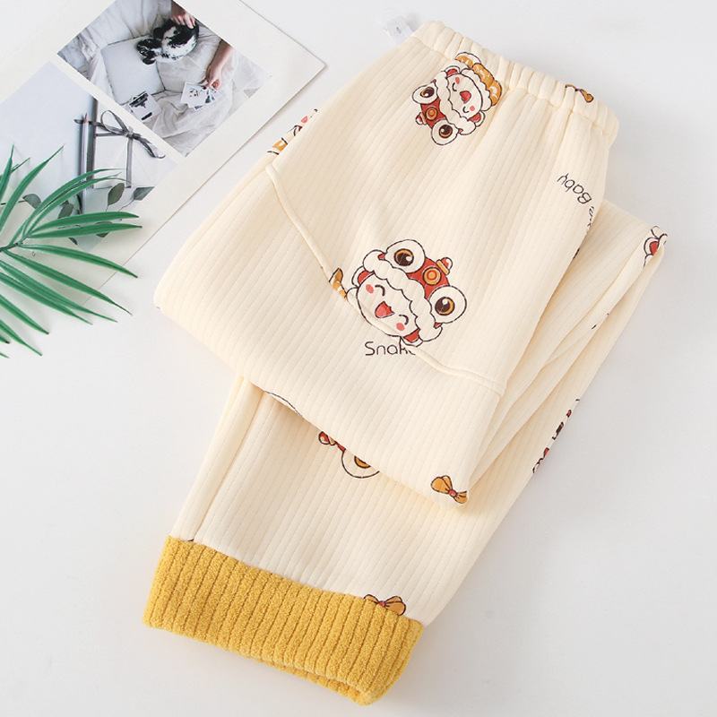 Παντελόνια ύπνου για εγκύους, μακριά, άνετης γραμμής, με στήριξη κοιλιάς, χοντρή πολυεστερική σύνθεση με σπάντεξ <30%, φθινόπωρο 2025