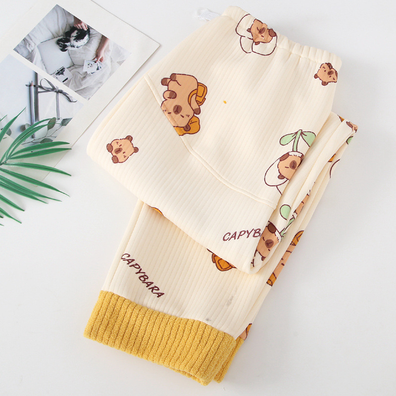 Παντελόνια ύπνου για εγκύους, μακριά, άνετης γραμμής, με στήριξη κοιλιάς, χοντρή πολυεστερική σύνθεση με σπάντεξ <30%, φθινόπωρο 2025