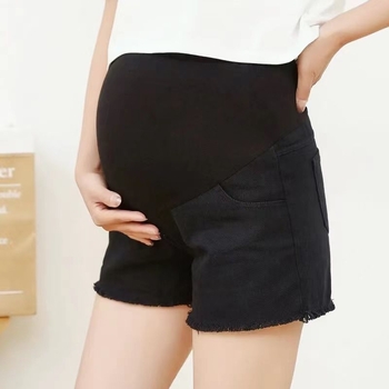 Σορτς εγκυμοσύνης από τζιν, φαρδιά γραμμή, ελαφρύ καλοκαιρινό ύφασμα τζιν/βαμβάκι