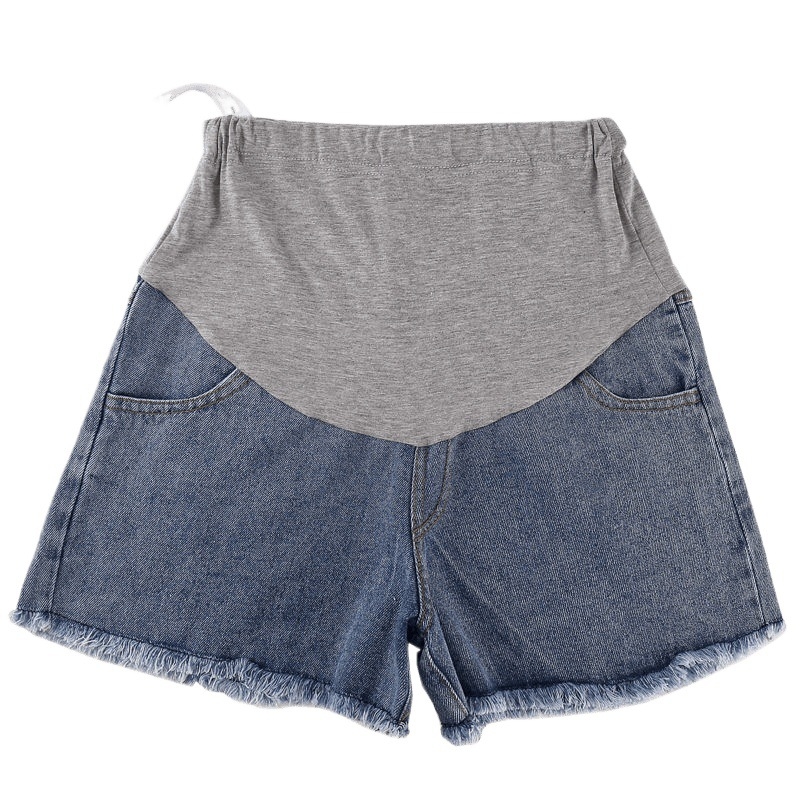Σορτς εγκυμοσύνης από τζιν, φαρδιά γραμμή, ελαφρύ καλοκαιρινό ύφασμα τζιν/βαμβάκι