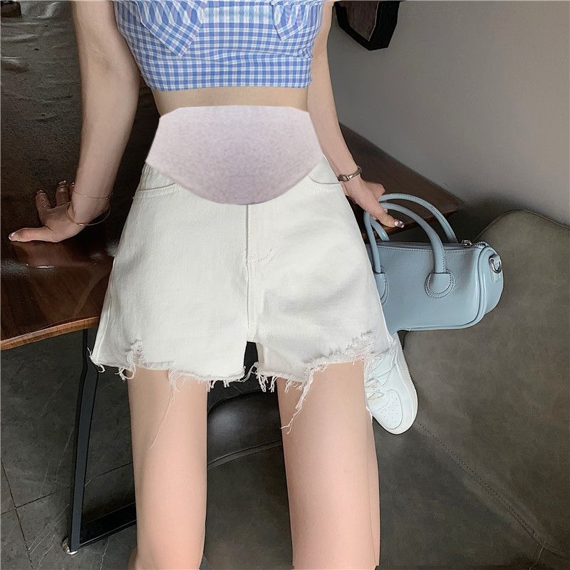 Σορτς εγκυμοσύνης από τζιν, φαρδιά γραμμή, ελαφρύ καλοκαιρινό ύφασμα τζιν/βαμβάκι