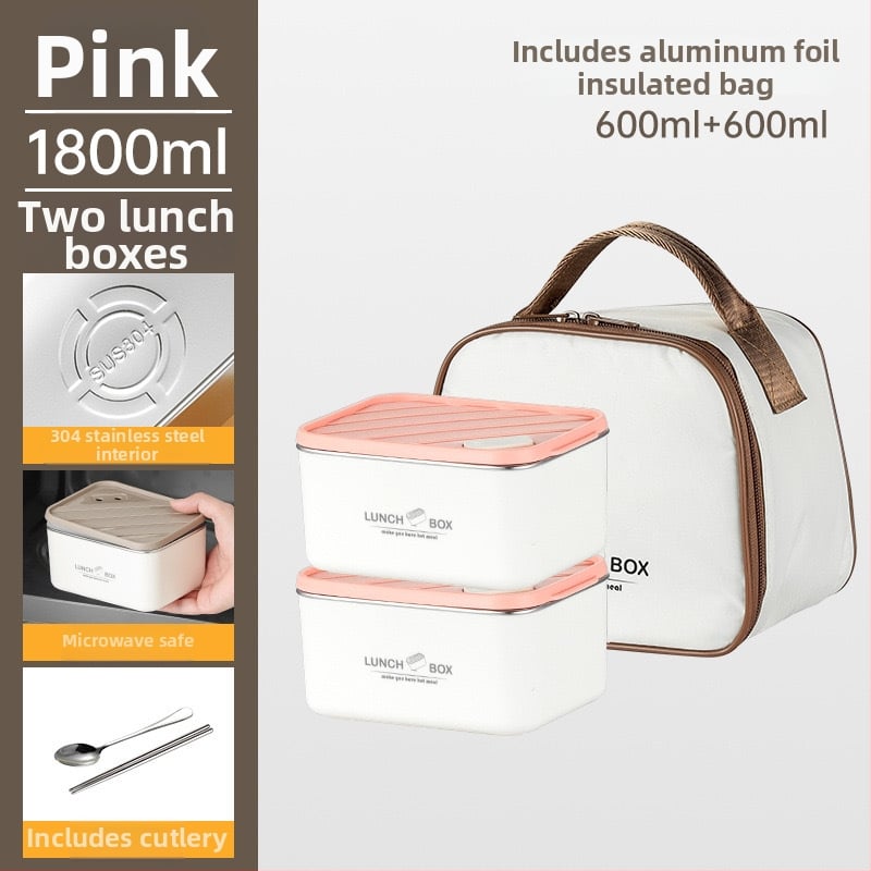 Κουτί μεσημεριανού από ανοξείδωτο χάλυβα 304, μονωμένο, τετράγωνο, αδιάβροχο και σφραγισμένο, διατηρεί το φαγητό φρέσκο, ασφαλές στο φούρνο μικροκυμάτων, στυλ Nordic