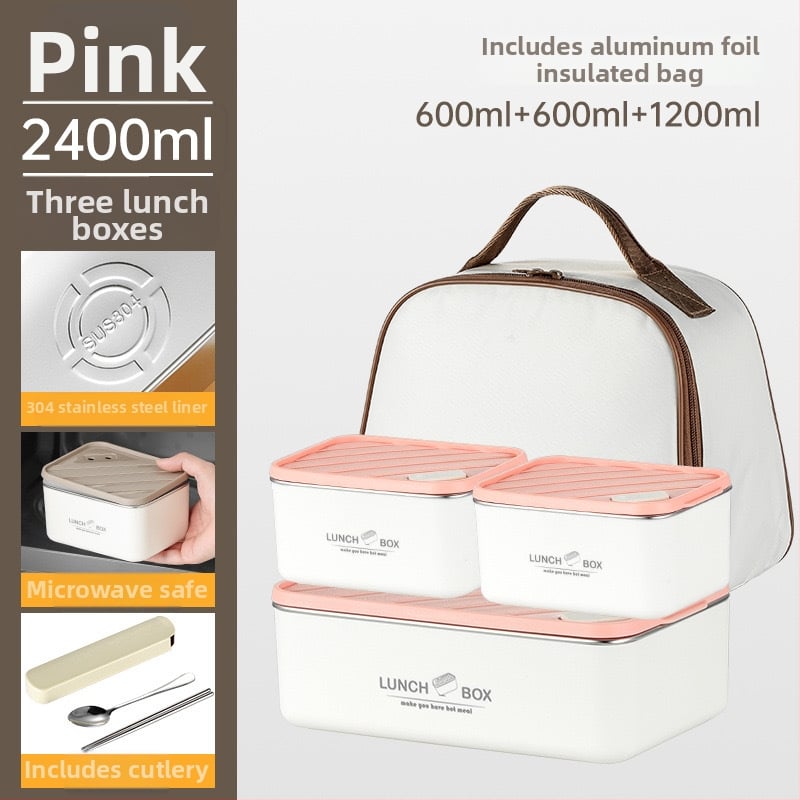 Κουτί μεσημεριανού από ανοξείδωτο χάλυβα 304, μονωμένο, τετράγωνο, αδιάβροχο και σφραγισμένο, διατηρεί το φαγητό φρέσκο, ασφαλές στο φούρνο μικροκυμάτων, στυλ Nordic