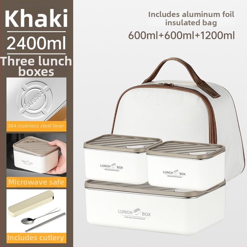 Κουτί μεσημεριανού από ανοξείδωτο χάλυβα 304, μονωμένο, τετράγωνο, αδιάβροχο και σφραγισμένο, διατηρεί το φαγητό φρέσκο, ασφαλές στο φούρνο μικροκυμάτων, στυλ Nordic