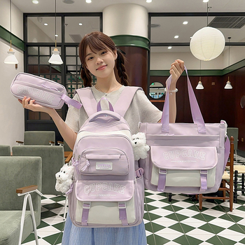 Σχολική τσάντα για κορίτσια, κορεατικού στυλ, ελαφριά και με μεγάλη χωρητικότητα; καμβάς, αναπνέουσα κατασκευή, ιμάντες με αερόσφυρα, επένδυση πολυεστέρα, μοντέλο καλοκαίρι 2025.