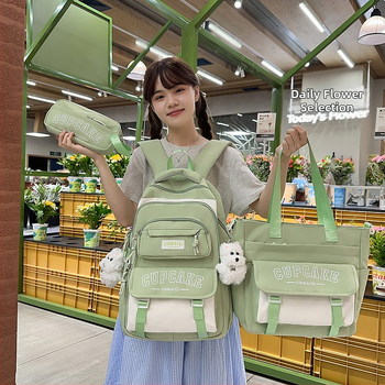 Σχολική τσάντα για κορίτσια, κορεατικού στυλ, ελαφριά και με μεγάλη χωρητικότητα; καμβάς, αναπνέουσα κατασκευή, ιμάντες με αερόσφυρα, επένδυση πολυεστέρα, μοντέλο καλοκαίρι 2025.
